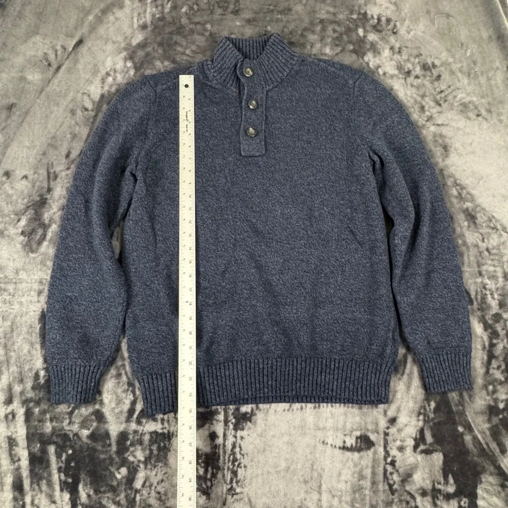 American Eagle Mock Neck Sweater Mens Large Blue Seriously Soft Button Placket